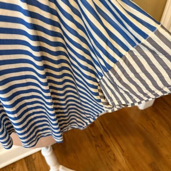 Pete & Greta for T Johnny Was Blue White Striped Batwing Top Small Modal Boxy - Picture 5 of 7